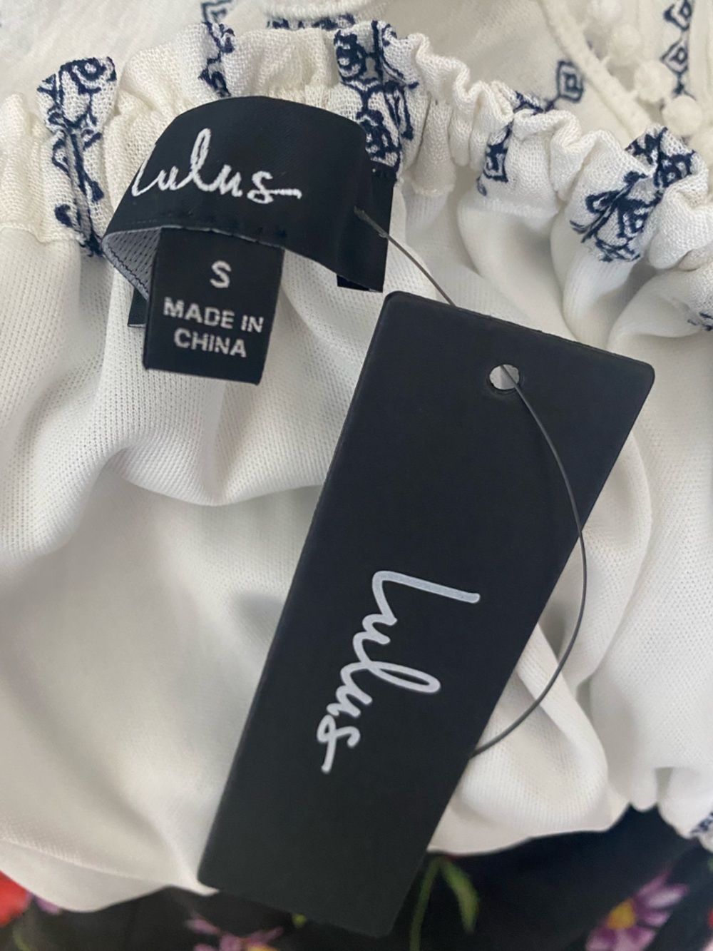 Lulu's off shoulder boho romper striped festival White Navy Embroidery summer S - Picture 6 of 13